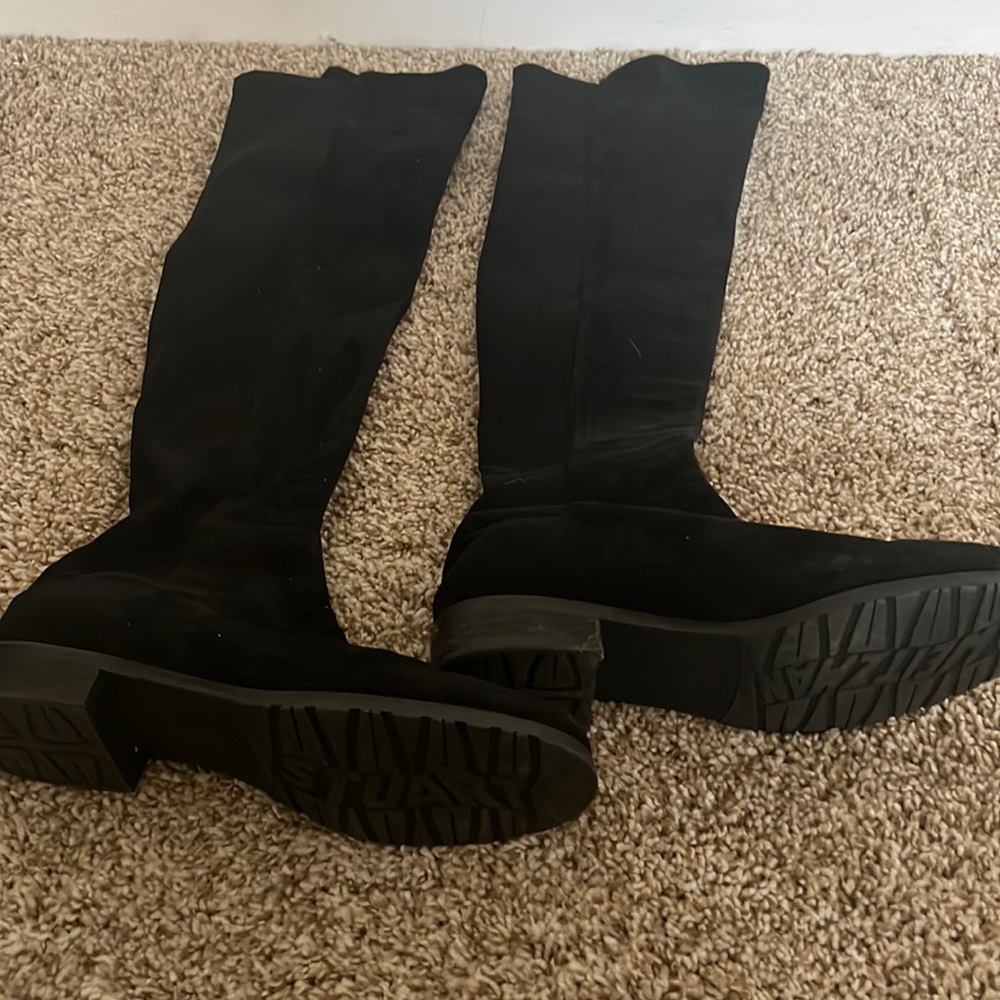 Stuart Weitzman black suede over the knee 50/50 boots, size 8 M